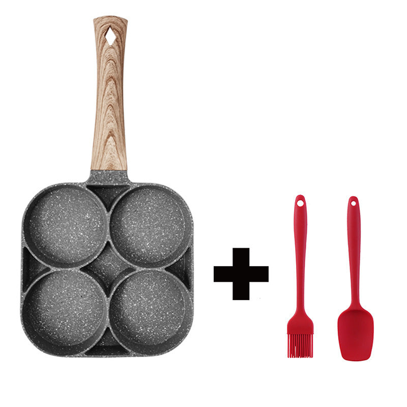 Sartén antiadherente multifuncional de 4 agujeros para desayuno, hamburguesas, huevos y panqueques, sartén de piedra médica para tortillas de cuatro agujeros