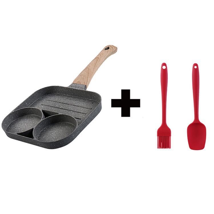 Sartén antiadherente multifuncional de 4 agujeros para desayuno, hamburguesas, huevos y panqueques, sartén de piedra médica para tortillas de cuatro agujeros