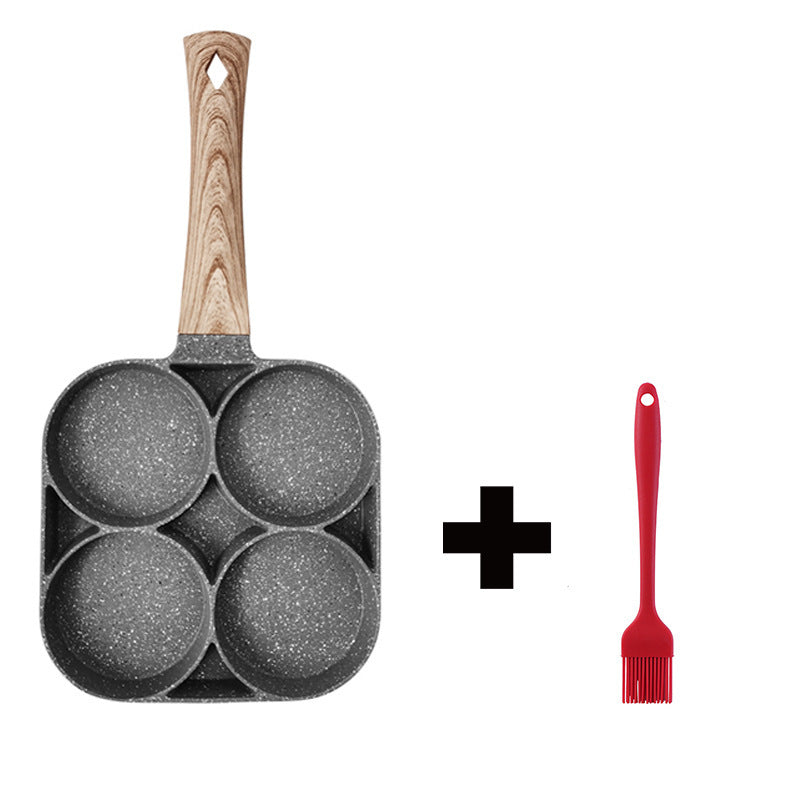 Sartén antiadherente multifuncional de 4 agujeros para desayuno, hamburguesas, huevos y panqueques, sartén de piedra médica para tortillas de cuatro agujeros