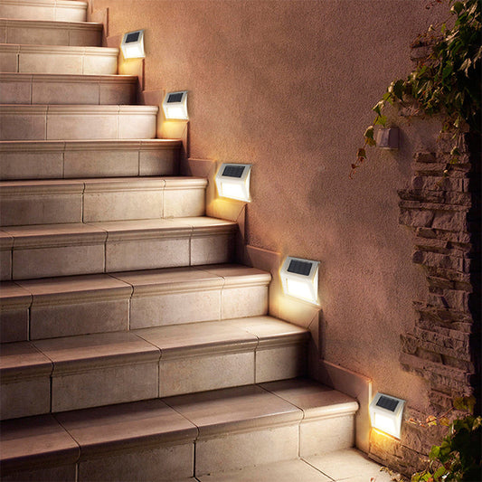 Lámpara solar para escalera, jardín, patio, esquina, 6 LED, luz nocturna pequeña