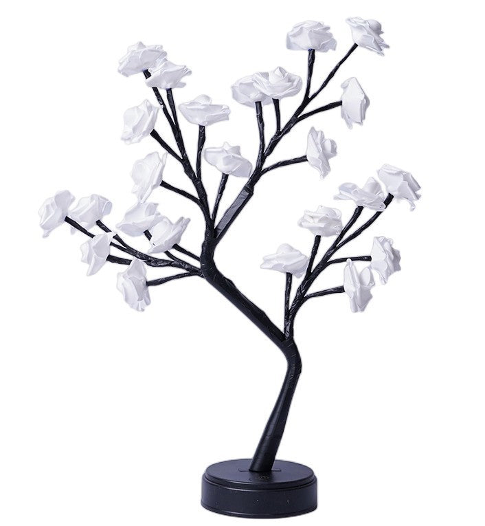 Lámpara de mesa con forma de árbol de flores y rosas, luces de noche de escritorio con USB, ideal como regalo para bodas, San Valentín y decoración navideña.