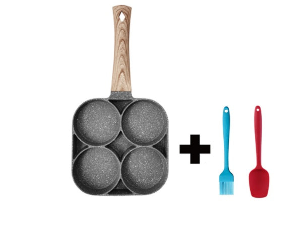 Sartén antiadherente multifuncional de 4 agujeros para desayuno, hamburguesas, huevos y panqueques, sartén de piedra médica para tortillas de cuatro agujeros
