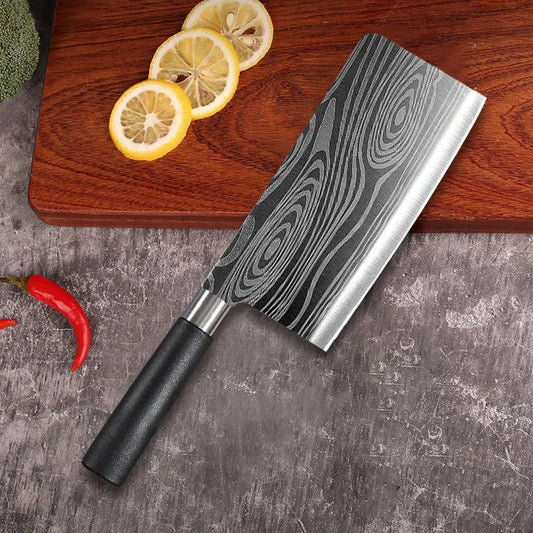 Juego de cuchillos de cocina multiusos con patrón de damasco láser, tijeras, varillas de afilado, cuchillo de chef de acero inoxidable afilado para rebanar, herramienta de cocina