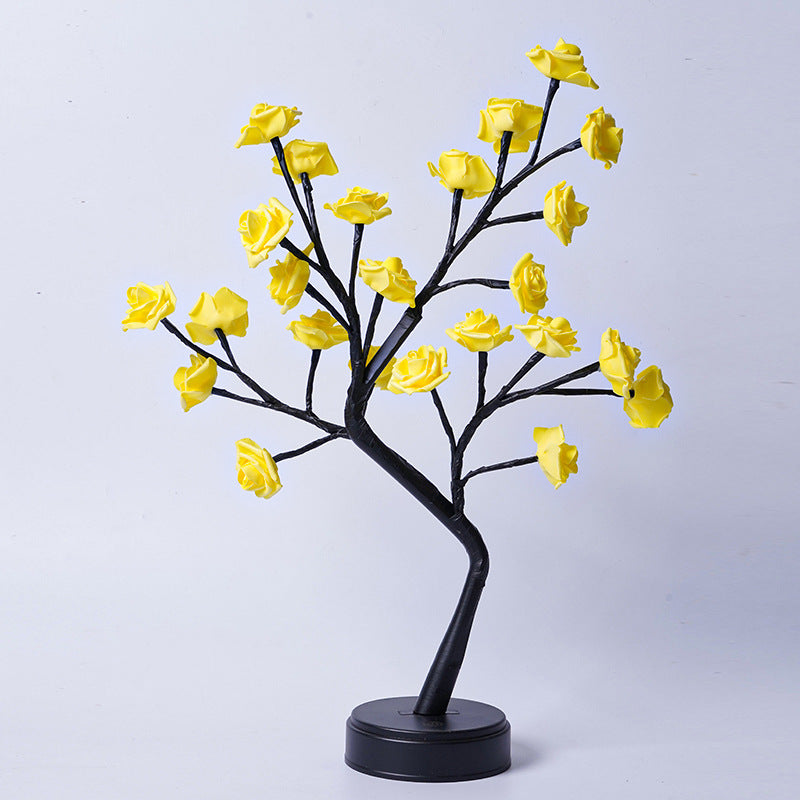 Lámpara de mesa con forma de árbol de flores y rosas, luces de noche de escritorio con USB, ideal como regalo para bodas, San Valentín y decoración navideña.