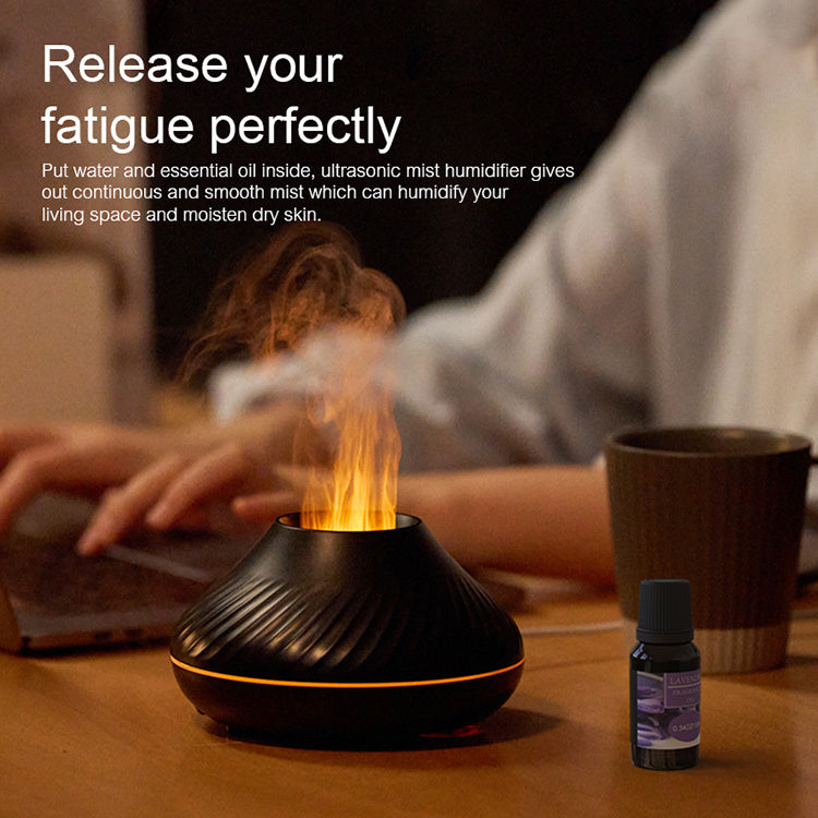 Nuevo difusor de aroma de llama RGB 130 ml 3d humidificador de llama colorida llama difusora de volcán de fuego