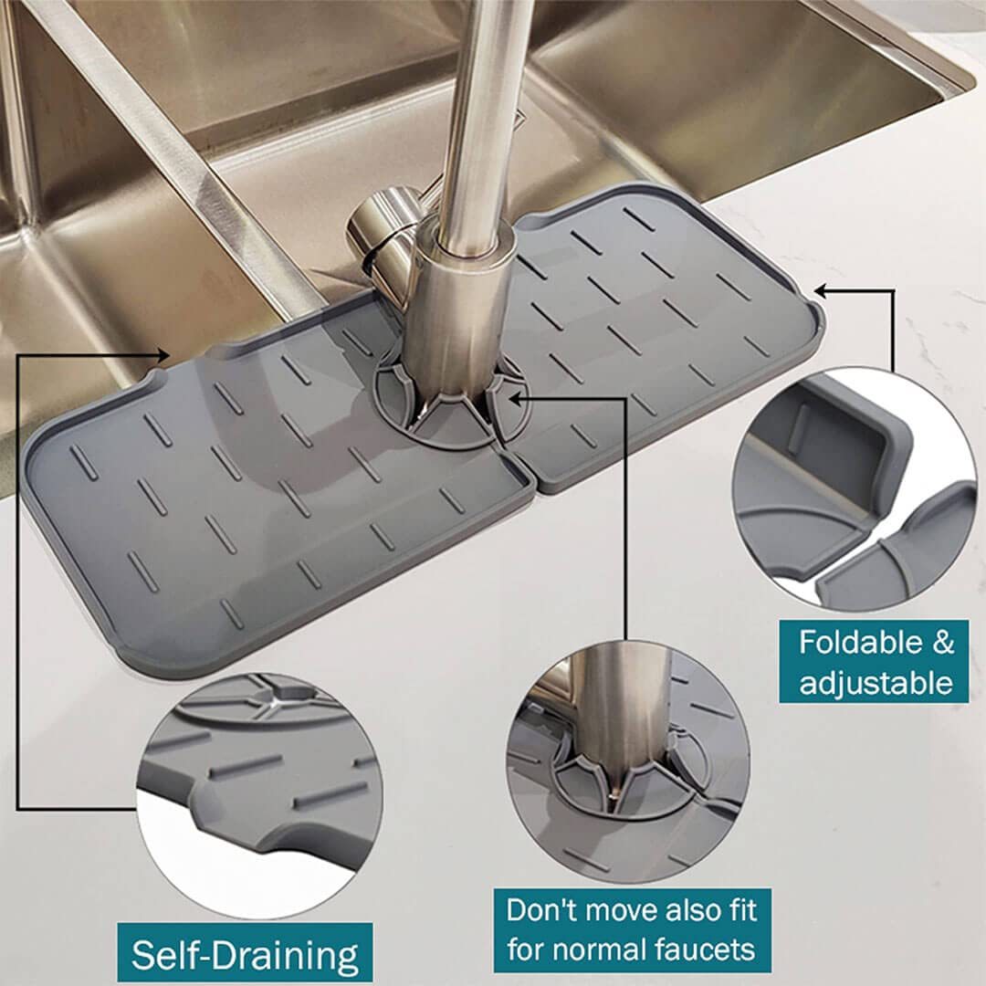 Alfombrilla absorbente de silicona para grifo de cocina, protector contra salpicaduras para fregadero, protector de encimera para baño y cocina.