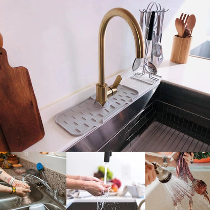 Alfombrilla absorbente de silicona para grifo de cocina, protector contra salpicaduras para fregadero, protector de encimera para baño y cocina.