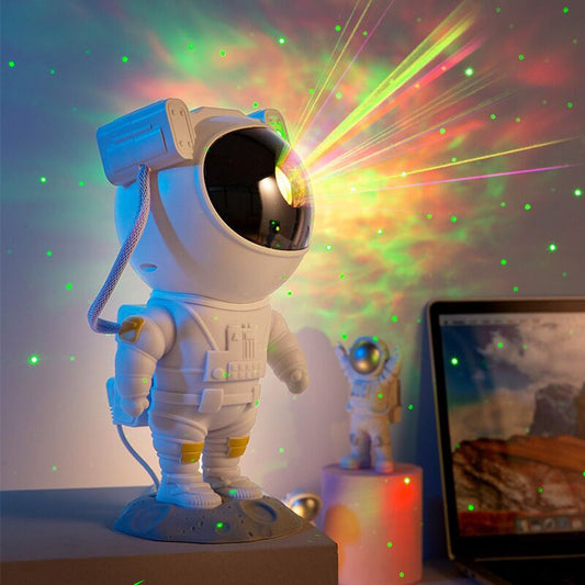 Proyector de cielo estrellado con galaxia y astronauta creativo, luz nocturna USB, lámpara de mesa para dormitorio