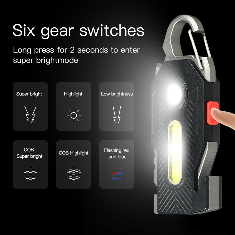 Luz de emergencia de carga multifuncional, práctica luz de trabajo con llavero COB, luz de mantenimiento de alto brillo, luz LED para acampar al aire libre