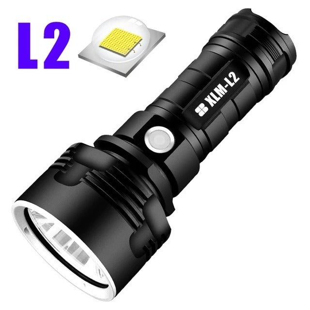 Linterna potente con enfoque LED, recargable, súper brillante, lámpara LED de xenón para exteriores