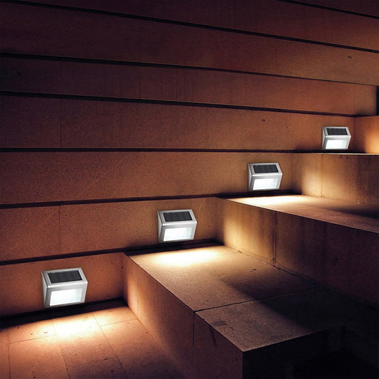 Lámpara solar para escalera, jardín, patio, esquina, 6 LED, luz nocturna pequeña