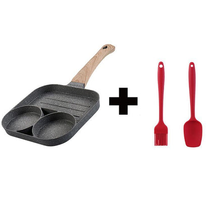 Sartén antiadherente multifuncional de 4 agujeros para desayuno, hamburguesas, huevos y panqueques, sartén de piedra médica para tortillas de cuatro agujeros