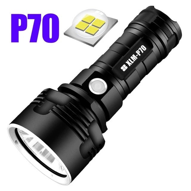Linterna potente con enfoque LED, recargable, súper brillante, lámpara LED de xenón para exteriores