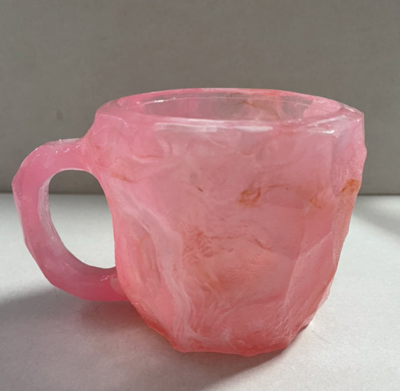 Tazas de café de cristal mineral de resina de 400 ml con asas, elegantes tazas de cristal mineral artificial para el trabajo, decoración del hogar, regalo de Navidad y utensilios de cocina.