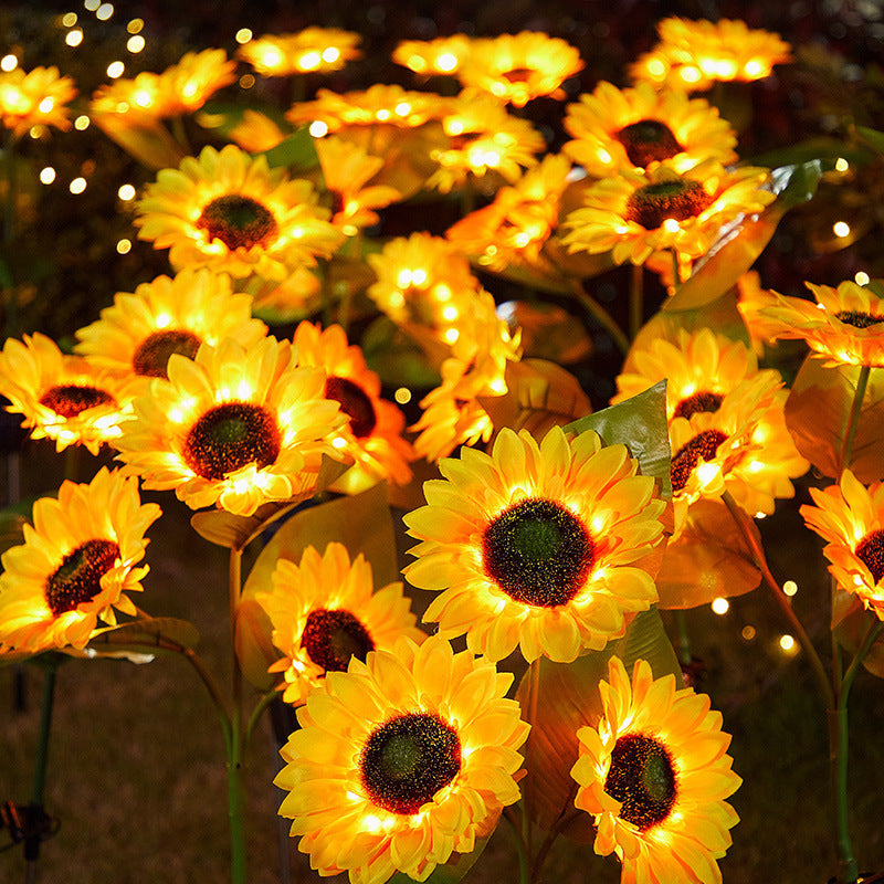Lámpara solar de girasol para césped, decoración de jardín al aire libre