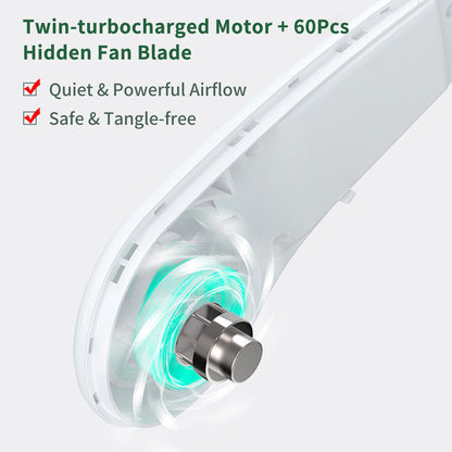 Ventilador de cuello colgante ventilador portátil de refrigeración USB sin hojas 360 grados de banda para el cuello 78 salidas de aire envolvente 4000Mah recargable
