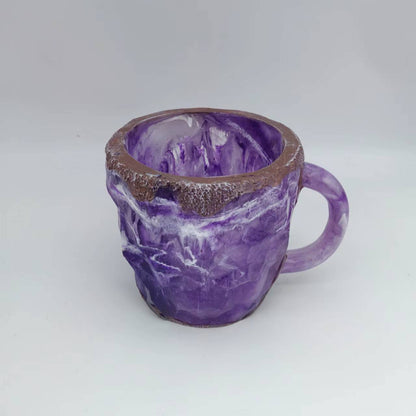 Tazas de café de cristal mineral de resina de 400 ml con asas, elegantes tazas de cristal mineral artificial para el trabajo, decoración del hogar, regalo de Navidad y utensilios de cocina.