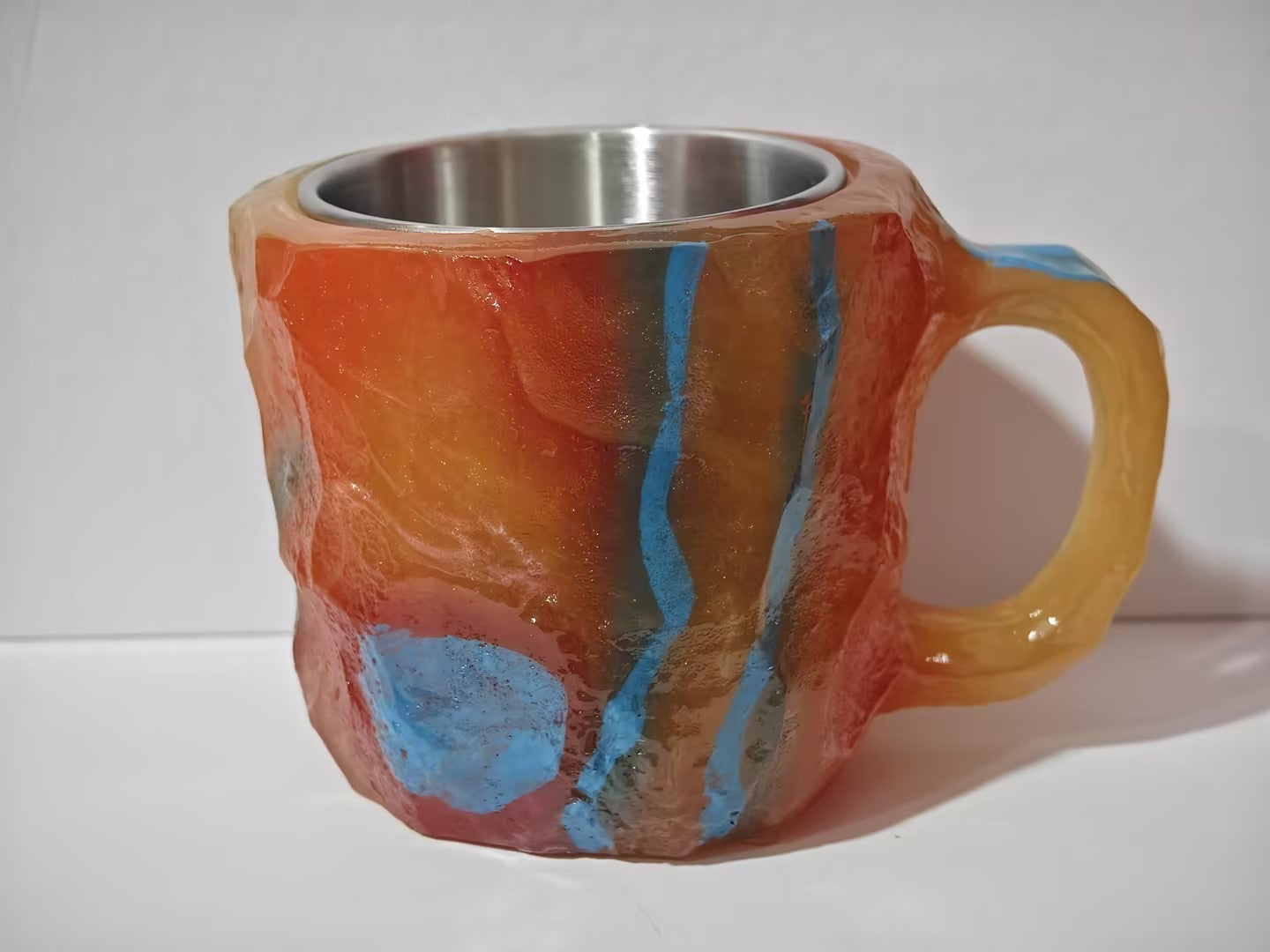 Tazas de café de cristal mineral de resina de 400 ml con asas, elegantes tazas de cristal mineral artificial para el trabajo, decoración del hogar, regalo de Navidad y utensilios de cocina.