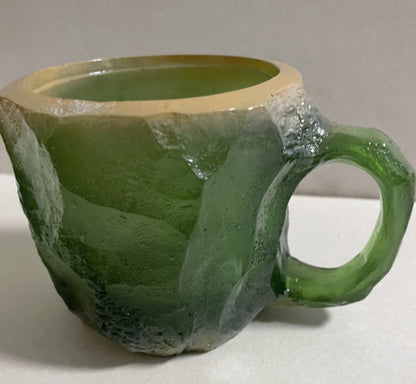 Tazas de café de cristal mineral de resina de 400 ml con asas, elegantes tazas de cristal mineral artificial para el trabajo, decoración del hogar, regalo de Navidad y utensilios de cocina.