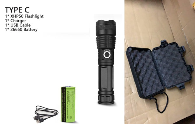 Linterna LED USB potente XHP70.2