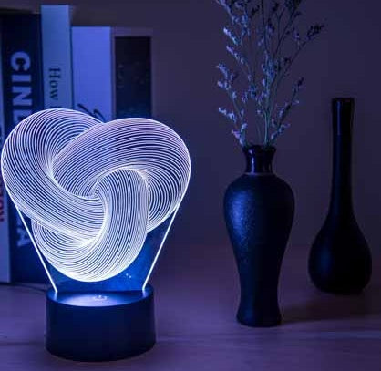 Lámpara de noche LED 3D abstracta con giro táctil, acrílica colorida, decoración de mesa 3D, iluminación para dormir de bebé, el mejor regalo