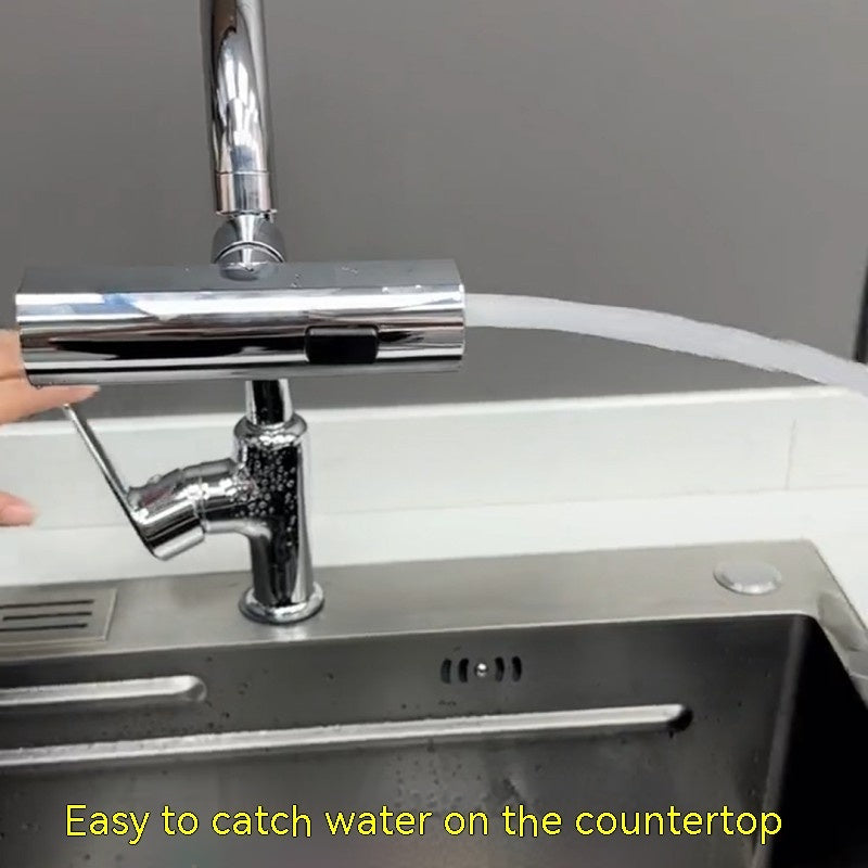 Grifo de cocina con salida de cascada, a prueba de salpicaduras, universal, giratorio, burbujeador, boquilla de agua multifuncional, extensión, accesorios de cocina