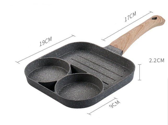 Sartén antiadherente multifuncional de 4 agujeros para desayuno, hamburguesas, huevos y panqueques, sartén de piedra médica para tortillas de cuatro agujeros