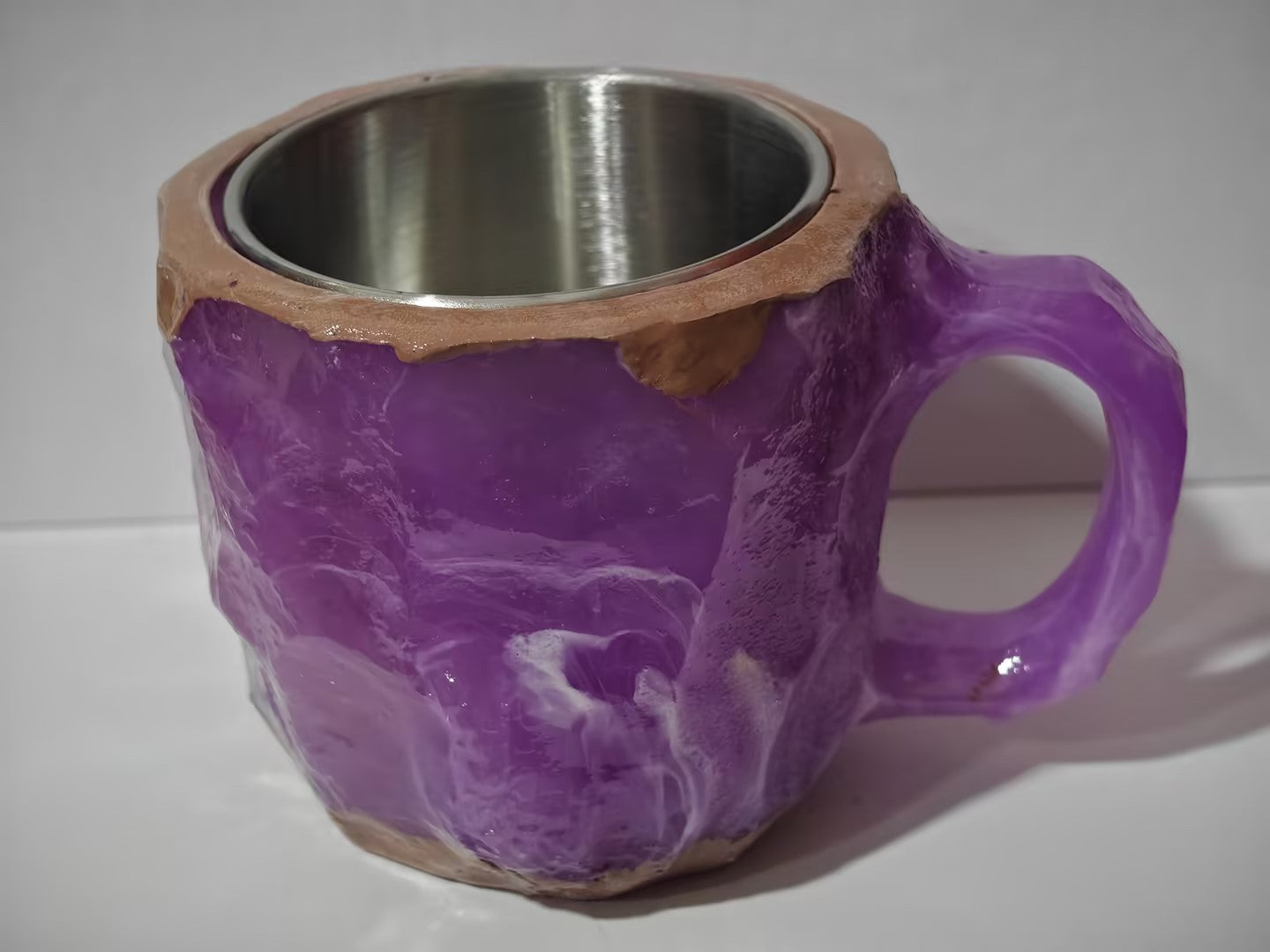 Tazas de café de cristal mineral de resina de 400 ml con asas, elegantes tazas de cristal mineral artificial para el trabajo, decoración del hogar, regalo de Navidad y utensilios de cocina.