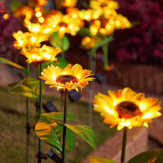 Lámpara solar de girasol para césped, decoración de jardín al aire libre