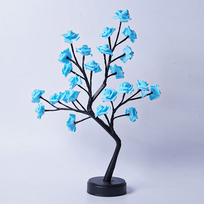 Lámpara de mesa con forma de árbol de flores y rosas, luces de noche de escritorio con USB, ideal como regalo para bodas, San Valentín y decoración navideña.