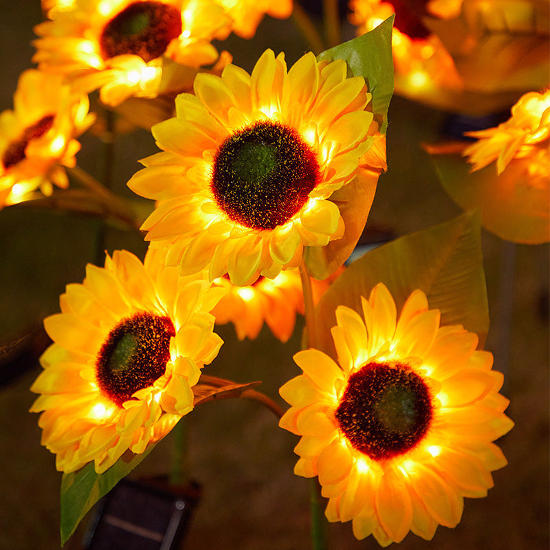 Lámpara solar de girasol para césped, decoración de jardín al aire libre