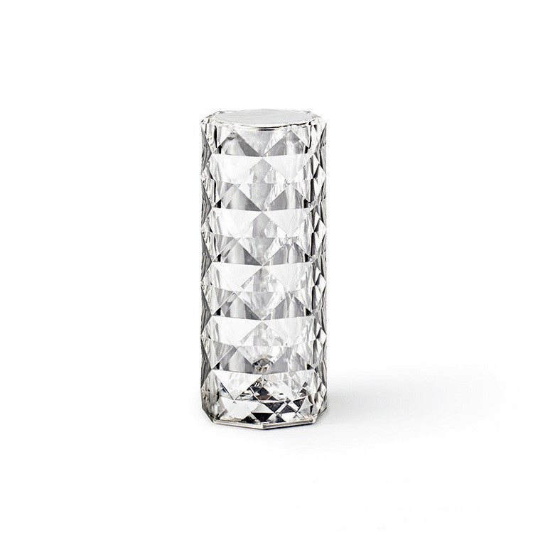 Lámpara de cristal nórdica, lámpara de mesa USB, lámpara de dormitorio con atenuación táctil, luz nocturna de diamante, lámpara de proyector rosa, decoración