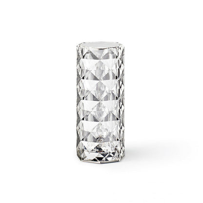 Lámpara de cristal nórdica, lámpara de mesa USB, lámpara de dormitorio con atenuación táctil, luz nocturna de diamante, lámpara de proyector rosa, decoración