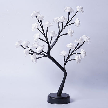 Lámpara de mesa con forma de árbol de flores y rosas, luces de noche de escritorio con USB, ideal como regalo para bodas, San Valentín y decoración navideña.