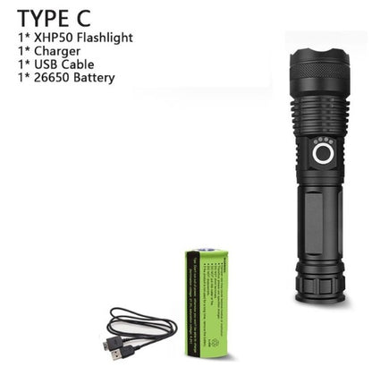 Linterna LED USB potente XHP70.2