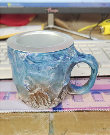 Tazas de café de cristal mineral de resina de 400 ml con asas, elegantes tazas de cristal mineral artificial para el trabajo, decoración del hogar, regalo de Navidad y utensilios de cocina.