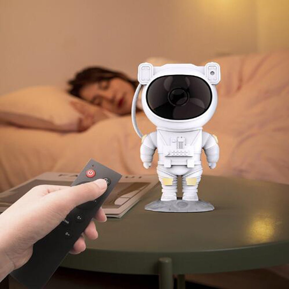 Proyector de cielo estrellado con galaxia y astronauta creativo, luz nocturna USB, lámpara de mesa para dormitorio