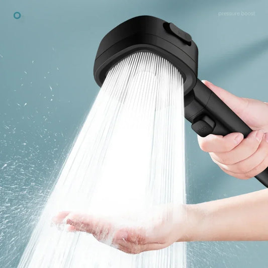 Cabezal de ducha de alta presión con ahorro de agua, 3 modos, ajustable, con un solo botón, rociador de masaje, accesorio de baño