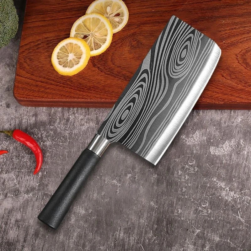 Juego de cuchillos de cocina multiusos con patrón de damasco láser, tijeras, varillas de afilado, cuchillo de chef de acero inoxidable afilado para rebanar, herramienta de cocina