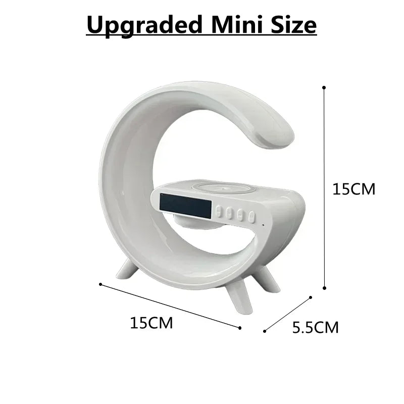 Base de carga inalámbrica multifunción con luz RGB, despertador y altavoz para iPhone, Samsung y Xiaomi, mini estación de carga rápida