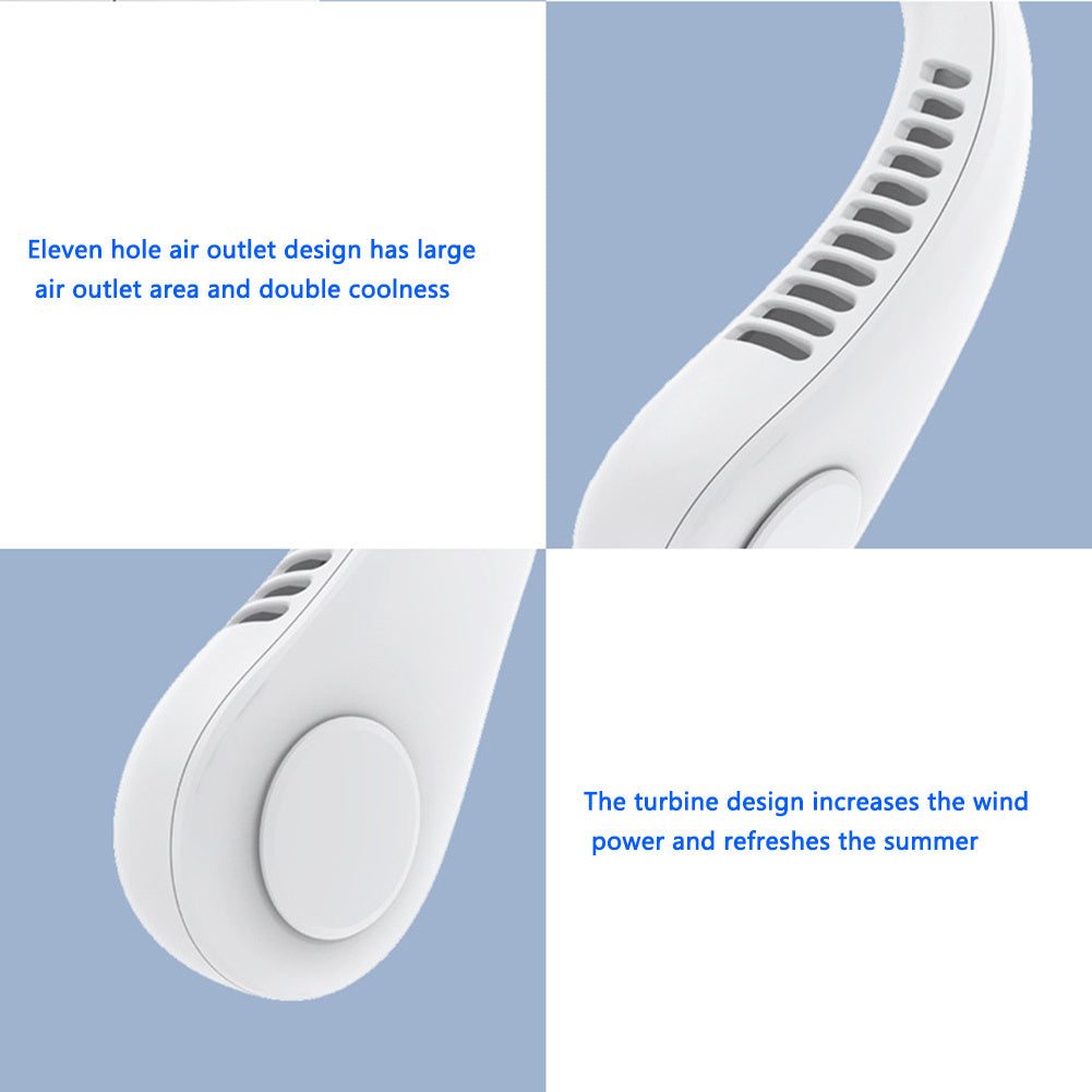 Ventilador de cuello colgante ventilador portátil de refrigeración USB sin hojas 360 grados de banda para el cuello 78 salidas de aire envolvente 4000Mah recargable