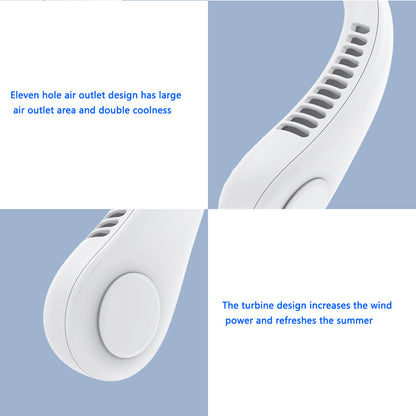 Ventilador de cuello colgante ventilador portátil de refrigeración USB sin hojas 360 grados de banda para el cuello 78 salidas de aire envolvente 4000Mah recargable