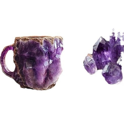 Tazas de café de cristal mineral de resina de 400 ml con asas, elegantes tazas de cristal mineral artificial para el trabajo, decoración del hogar, regalo de Navidad y utensilios de cocina.