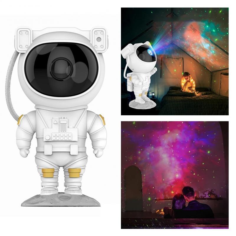 Proyector de cielo estrellado con galaxia y astronauta creativo, luz nocturna USB, lámpara de mesa para dormitorio