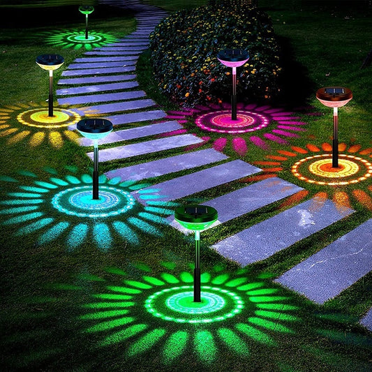 Luces solares para césped al aire libre con gotas de agua y colores insertados