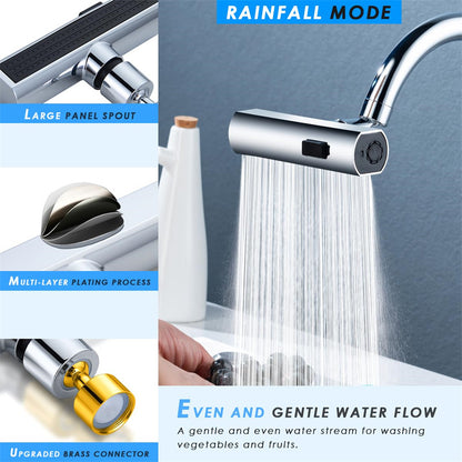Grifo de cocina con salida de cascada, a prueba de salpicaduras, universal, giratorio, burbujeador, boquilla de agua multifuncional, extensión, accesorios de cocina