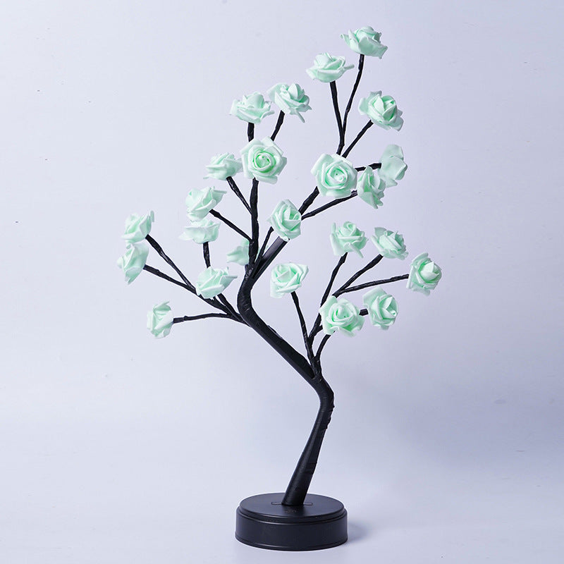 Lámpara de mesa con forma de árbol de flores y rosas, luces de noche de escritorio con USB, ideal como regalo para bodas, San Valentín y decoración navideña.