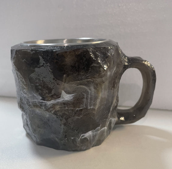 Tazas de café de cristal mineral de resina de 400 ml con asas, elegantes tazas de cristal mineral artificial para el trabajo, decoración del hogar, regalo de Navidad y utensilios de cocina.