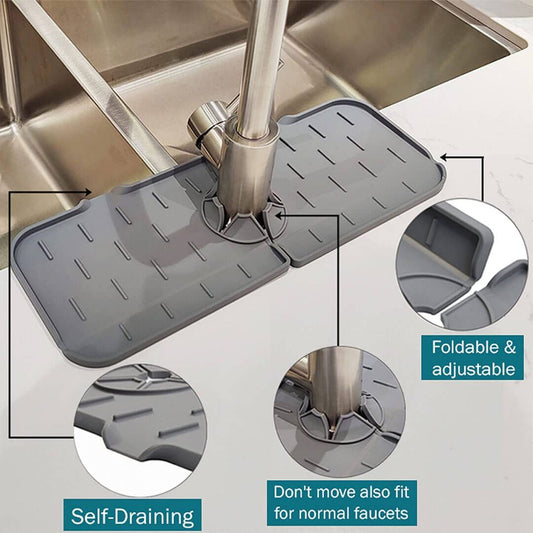 Alfombrilla absorbente de silicona para grifo de cocina, protector contra salpicaduras para fregadero, protector de encimera para baño y cocina.