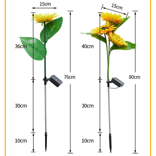 Lámpara solar de girasol para césped, decoración de jardín al aire libre